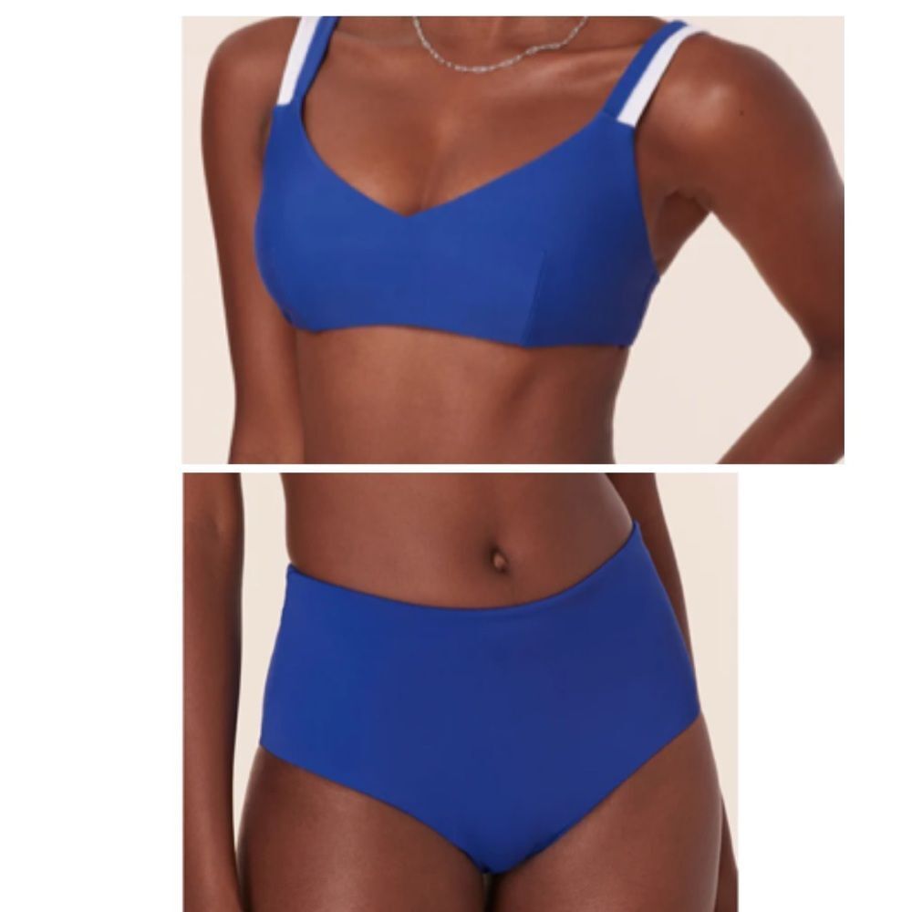 Andie Bikini Set Rockley Top High Waisted‎ Bottom Mazarine Blue size M NWT/NWOT